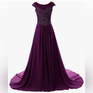 Jaeden Dress Long Formal Evening Gowns Lace Grape Size 18W